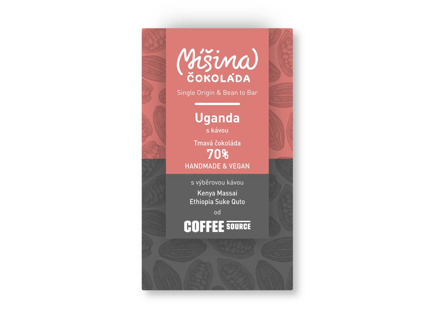 Tmavá tabulková čokoláda 70% s kávou Kenya Massai a Ethiopia Suke Quto - 50g