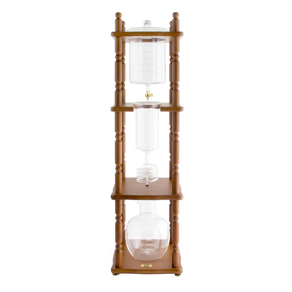 Yama Glass 25 Cup Cold Drip Maker Curved Brown Wood Frame 