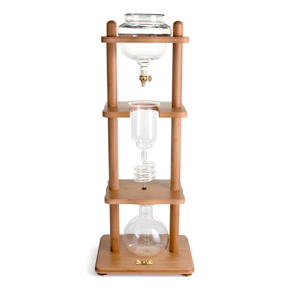 6-8 Cup Cold Drip Maker Curved Brown Wood Frame (32oz) 