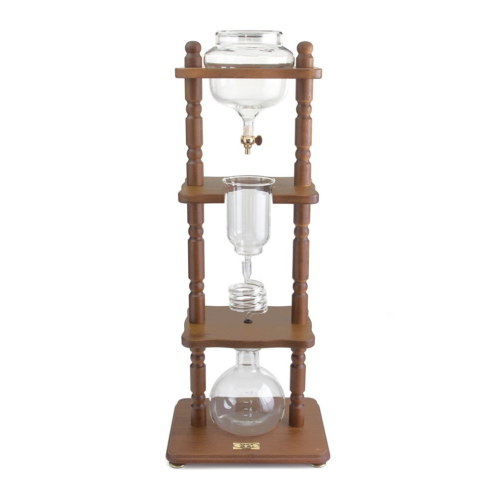 6-8 Cup Cold Drip Maker Curved Brown Wood Frame (32oz) 